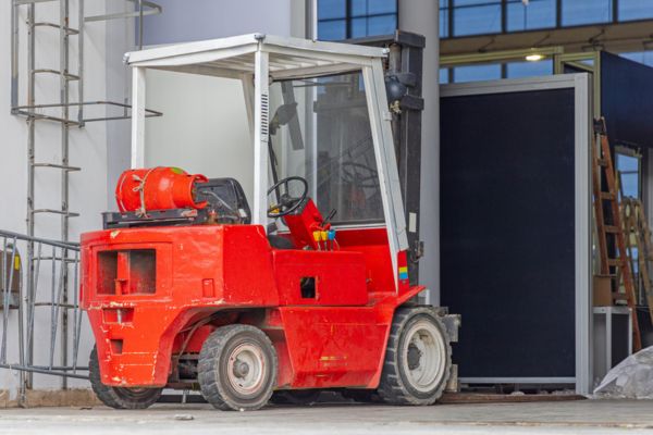 red propane-powered forklift