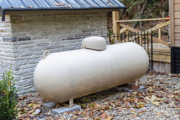 propane tank in the backyard