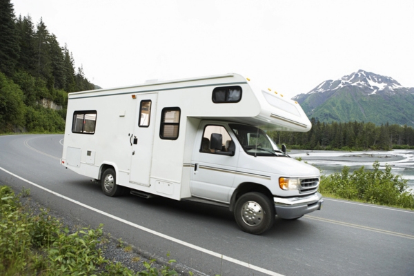 RV driving on the road