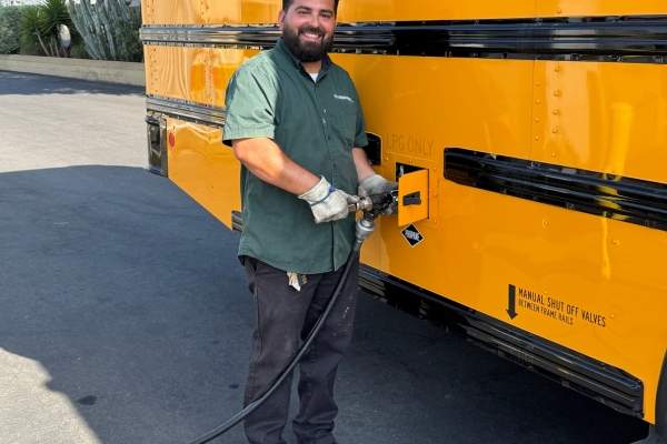 refueling propane-powered school bus