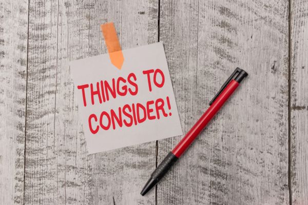 things to consider written on a sticky note